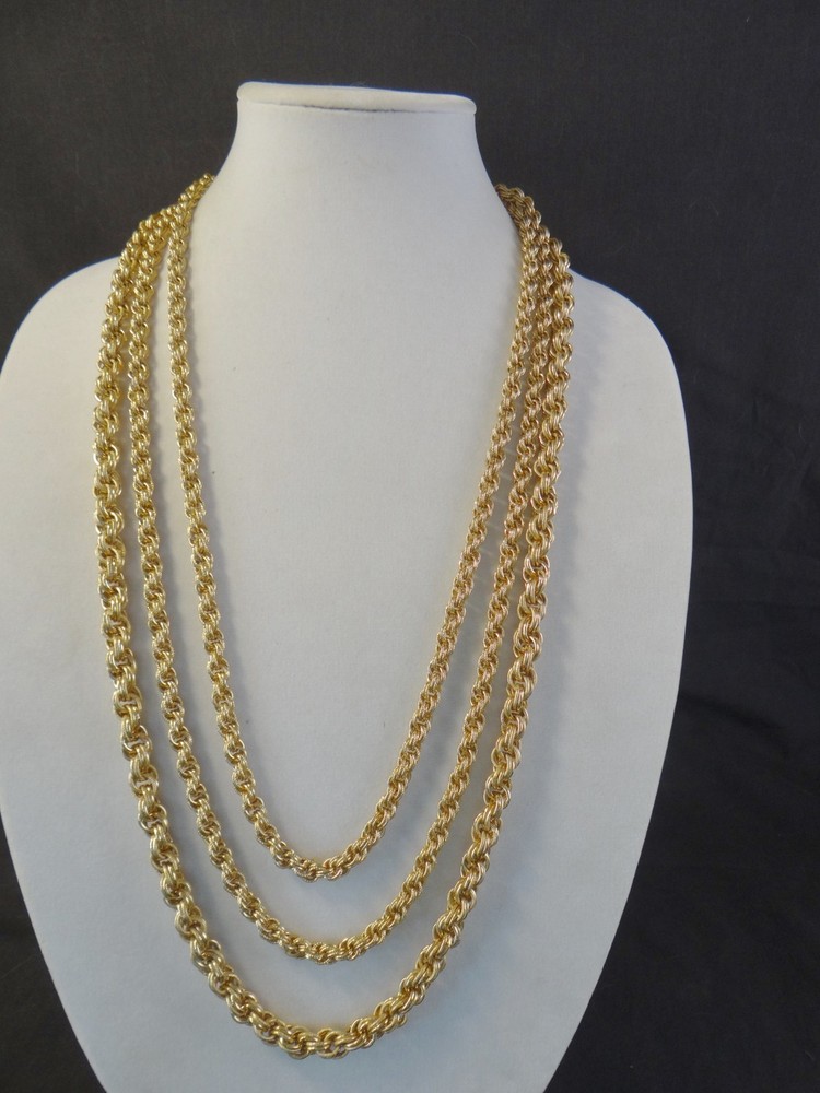 Vintage VENDOME GOLDTONE 3 STRAND CASCADE NECKLACE IS GLAMOROUS!