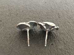 Vintage .925 Sterling Silver 3-D 3 Dimensional Rose Post Stud Earrings EUC