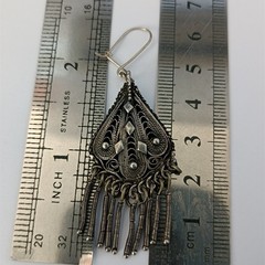 VTG Stanetzky Earrings Israel Sterling Silver Filigree Yemenite Chandelier Boho
