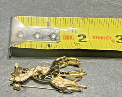 Gold Tone 2 Giraffe Brooch White Black Enamel 1 and 7/8 inch long Lot 133