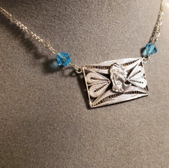 VTG 18″ Solid Sterling Silver Unusual Exotic Ethnic Princess Pendant Necklace