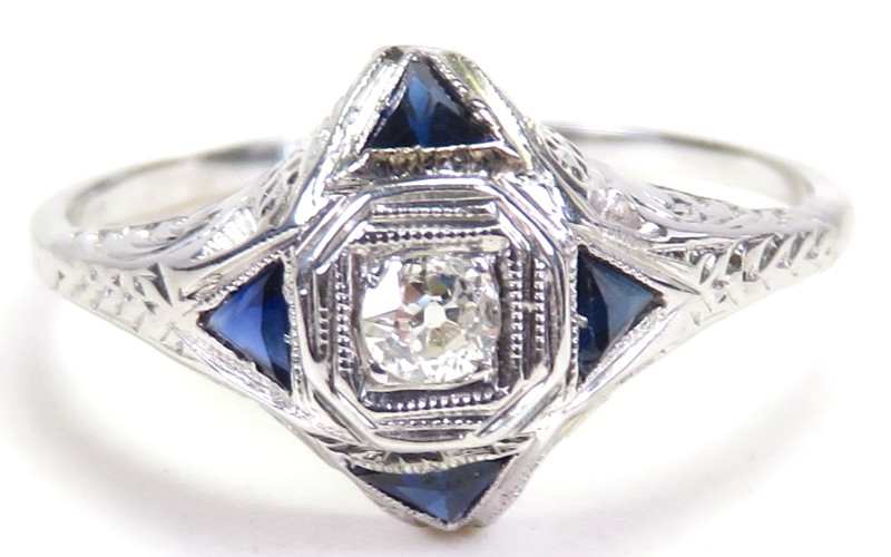 Antique Art Deco 1920’s Diamond Engagement Ring 14K-18K Size 6 UK-L1/2 EGL USA