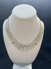 Vintage Coro Signed Necklace Pale Gold Tone Dangle Links Statement Excellent con
