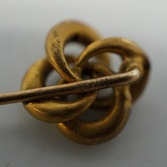 Antique Victorian 14K Gold Diamond Stick Pin Knot Design Enamel Accent