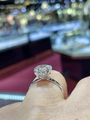4.00Ct Round Cut Real Moissanite Solitaire Engagement Ring 14K White Gold Plated