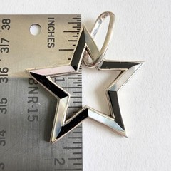 Vintage ALF Celestial Star Sterling Silver Shell Inlay Cutout Pendant Minimalist