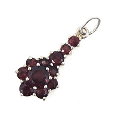 Vintage Bohemian Style Garnet Red Stone Cluster Pendant Charm 20mm