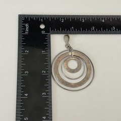 Vintage 925 Sterling Silver Modernist Big Hammered Interlocking Circle Pendant