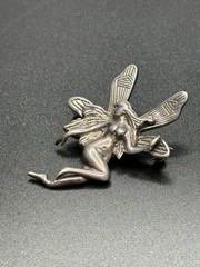 Vintage 925 Sterling Silver Nude Fairy Brooch Pin Art Nouveau Revival 1980s