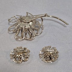 VTG AB Rhinestone Sarah Coventry ‘Allusion’ 1968 Brooch Pin & Earrings Set