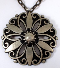 HUGE Vtg MCM Borje Tennung Sweden BT T9 Pewter Flower Brooch Pendant Necklace