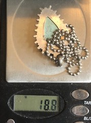 18. Sterling 925 Greenish Turquoise stone Ball link Chain Pendant Necklace 16″