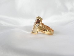 Vintage Sterling Silver 925 Gold on Huge Baguette CZ Statement Ring Size 9
