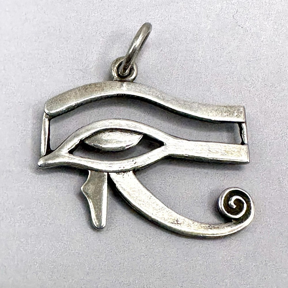 Eye of Horus Wedjat Amulet Pendant Egyptian Symbol 1×1 Inch Sterling Silver