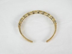Vintage Sterling Silver 925 Gold on Natural Black Spinel Hinged Bracelet 7.5″