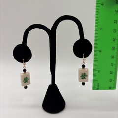 VTG Fabrications Mah-Jong Dangle Earrings 2” Drop Hand Painted 1990s/2000s NOS