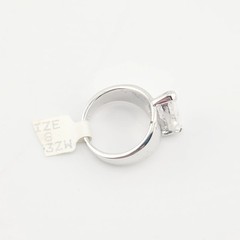 Vtg Sz 8 Ring Pear Teardrop Cubic Zirconia 18KGE White Gold Electroplate Jewelry
