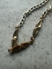 Vintage Napier Signed Gold and White Link Long Chain Necklace 60” !! H3