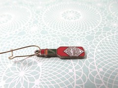 Cloisonne Earrings Tabasco Sauce Bottle Dangles Enamel Metal French Wire Closure