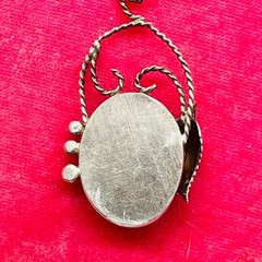 Sterling Silver Old Pawn 925 Necklace Pendant Southwest Moss Agate Oval Leaf 24″