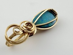 Vintage Handmade Gold Fill Wire Wrapped Boulder Opal Pendant 2.6g Weight 1.25 In
