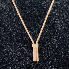 AMWAY necklace vintage goldtone textured metal tassel drop spring ring clasp