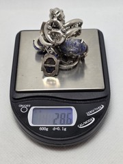 Italian Etruscan Revival 800 Silver Fob Charm Bracelet Size 7.5″ 28.6gr Lapis