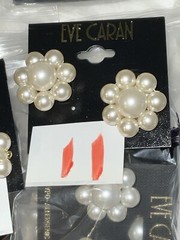 Vintage Eve Caran 1980’s/1990’s FABRICATED PEARL VINTAGE CLIP EARRINGS NWT St#03