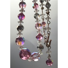 Vintage Beaded Necklace Crystal Pink Clear Aurora Borealis
