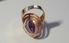 Beautiful USSR Vintage Original 583/ 14K Rose Gold amethyst stone Ring 8.44g