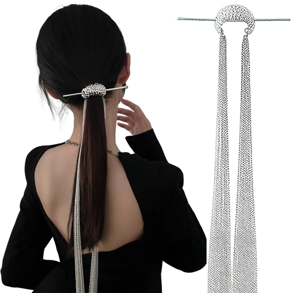Tassel Metal Hair Stick,Irregular Wave Metal Claw Clip with Pearl Tassel Desi…