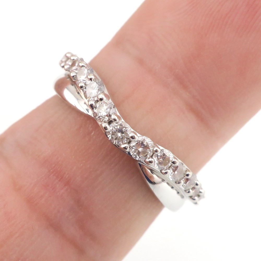 14k Solid White Gold 1/3ct Natural Round Diamond Band Size 6.5