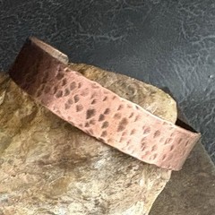 Brutalist Modernist Men’s Dimple Hammered Thick Pure Copper Cuff Bracelet Viking