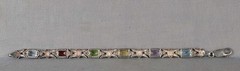 Vintage sterling silver BRACELET 6 different semiprecious stones marked RDC