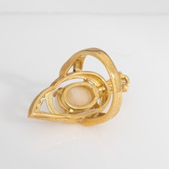 70s Opal Diamond Abstract Ring Sz 5 Vintage 18k Gold Cocktail Fine Jewelry