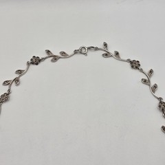 Dee Berkley Sterling Silver Floral Branch Marcasite Collar Necklace 17″ 16.6g