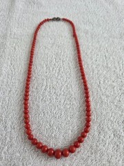 Antique Genuine Natural 100% Undyed Red Mediterranean Coral Beads Necklace