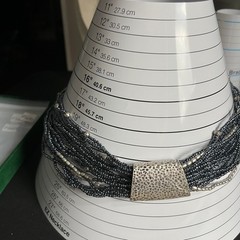 Coldwater Creek Multi-Strand Seed Bead Necklace Silver Tone Hammer Slide Accent
