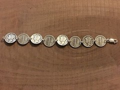 MERCURY DIME Coin Jewelry BRACELET 7.5″ 90% Silver With .925 Links! Obv/Rev