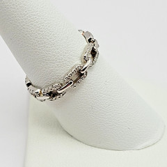 Sterling Silver Chain Link Diamond Eternity Band Ring ~ Size 8