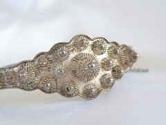 Antique Zeeland Button Sterling Silver Import Filigree Bracelet 7″