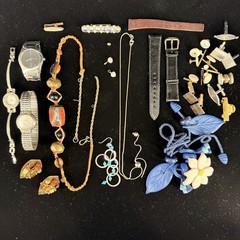 Vintage Jewelry Craft Repair Lot 14K Gold Silver Watches Cufflinks
