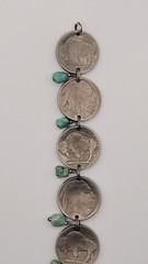 VINTAGE BUFFALO NICKEL AND TURQUOISE BRACELET WITH TURQUOISE EARRINGS