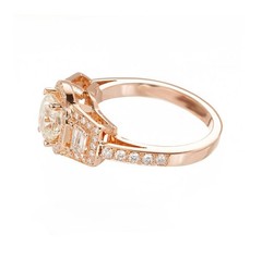 Antique 1.03ct Diamond PSD Triple Halo Trapezoid 18k Pink Gold Engagement Ring