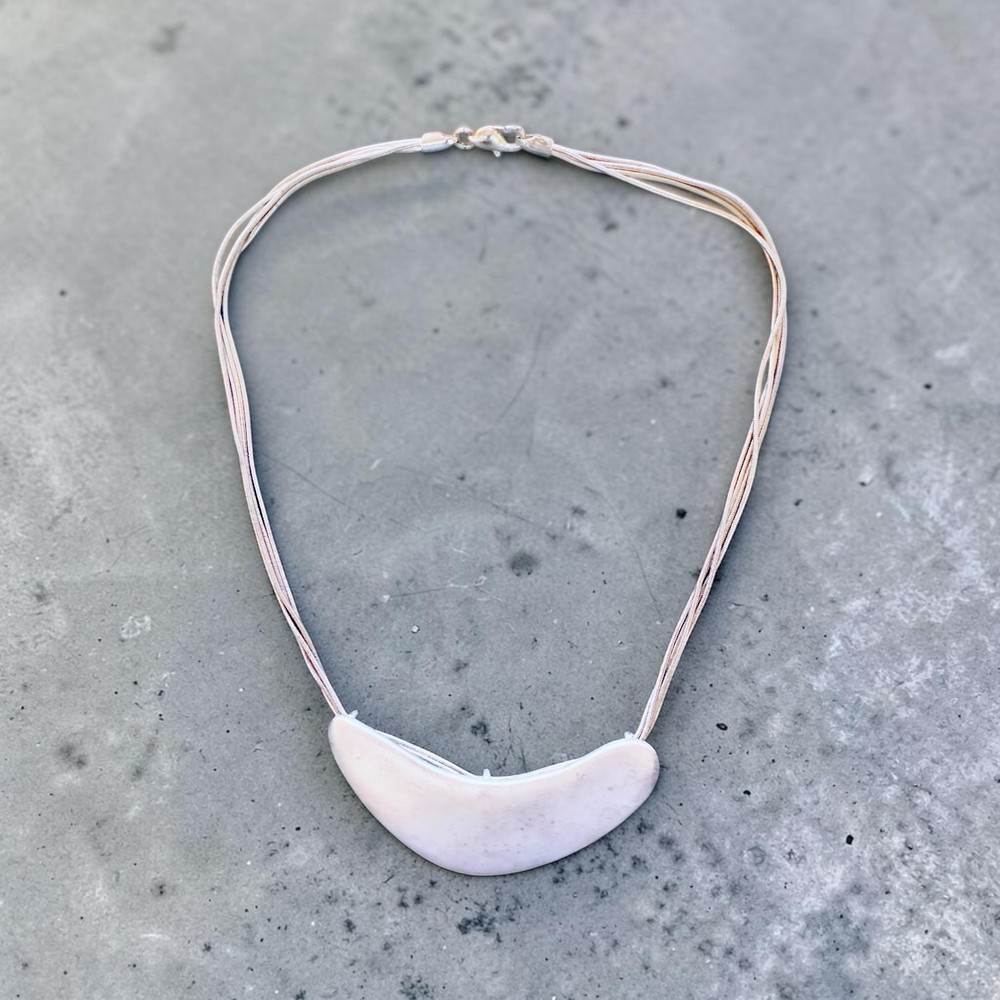 Vintage Silver Crescent Moon Pendant 4-Strand Necklace – 18”