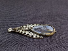 Antique Clear Glass Prong Set Rhinestone Abstract Flower Brooch Pin AS IS D86