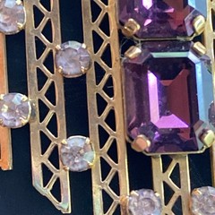ABSOLUTELY STUNNING! N/M VTG ANTIQUE GOLD FILLED DECO pendant PURPLE RHINESTONES
