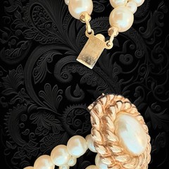 Vintage Carolee Six Strand Faux Pearl Necklace Box Clasp Signed 16” Excellent