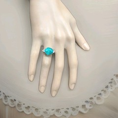 Vintage Platinum Engagement Ring 7.27ct. Blue Neon Tourmaline Oval Shape