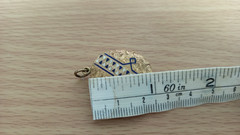 Antique Mourning Hair Locket Pendant Blue Enamel Victorian Vintage NO TARIFF